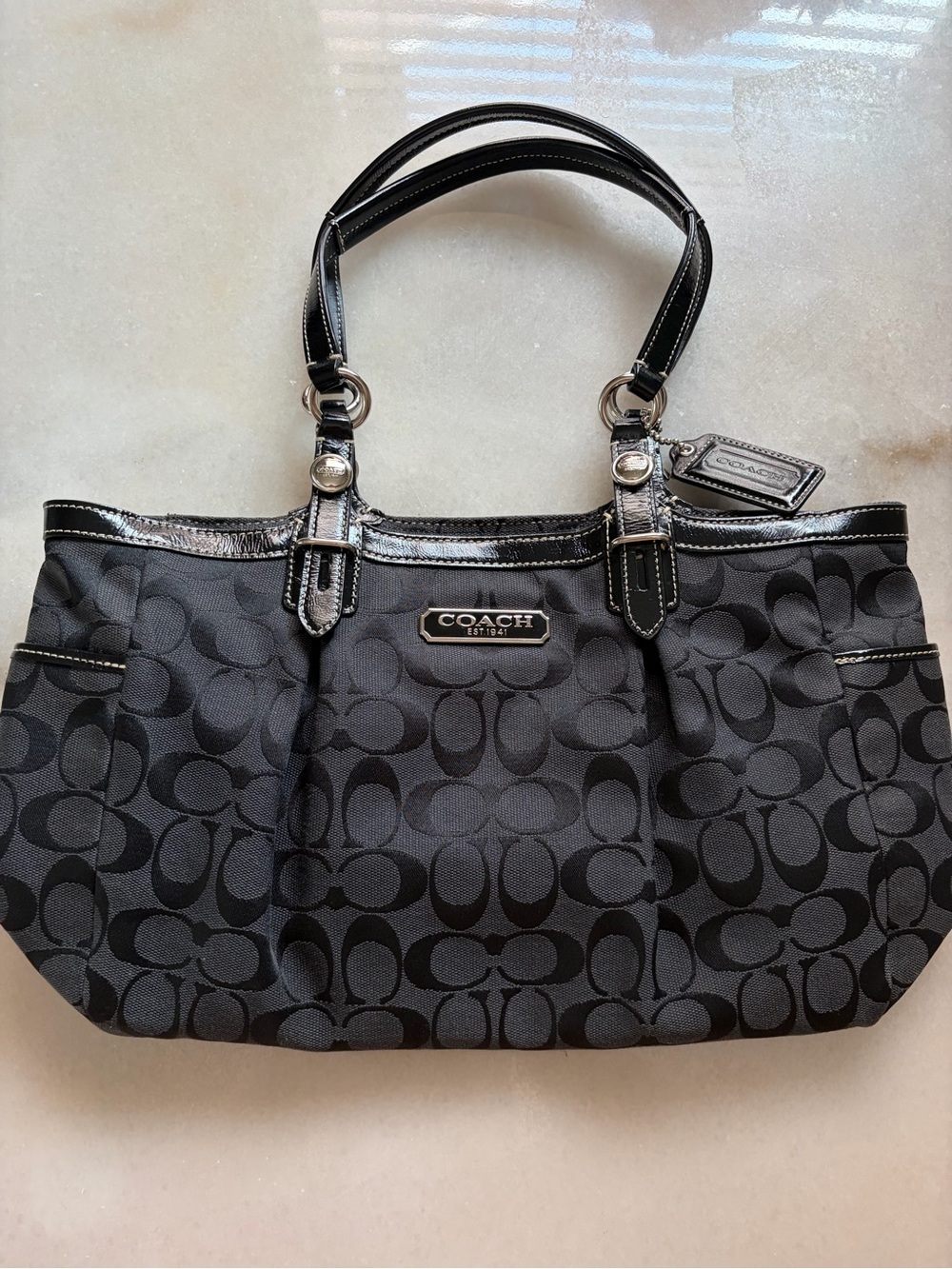 Coach Black Signature Shoulder Tote